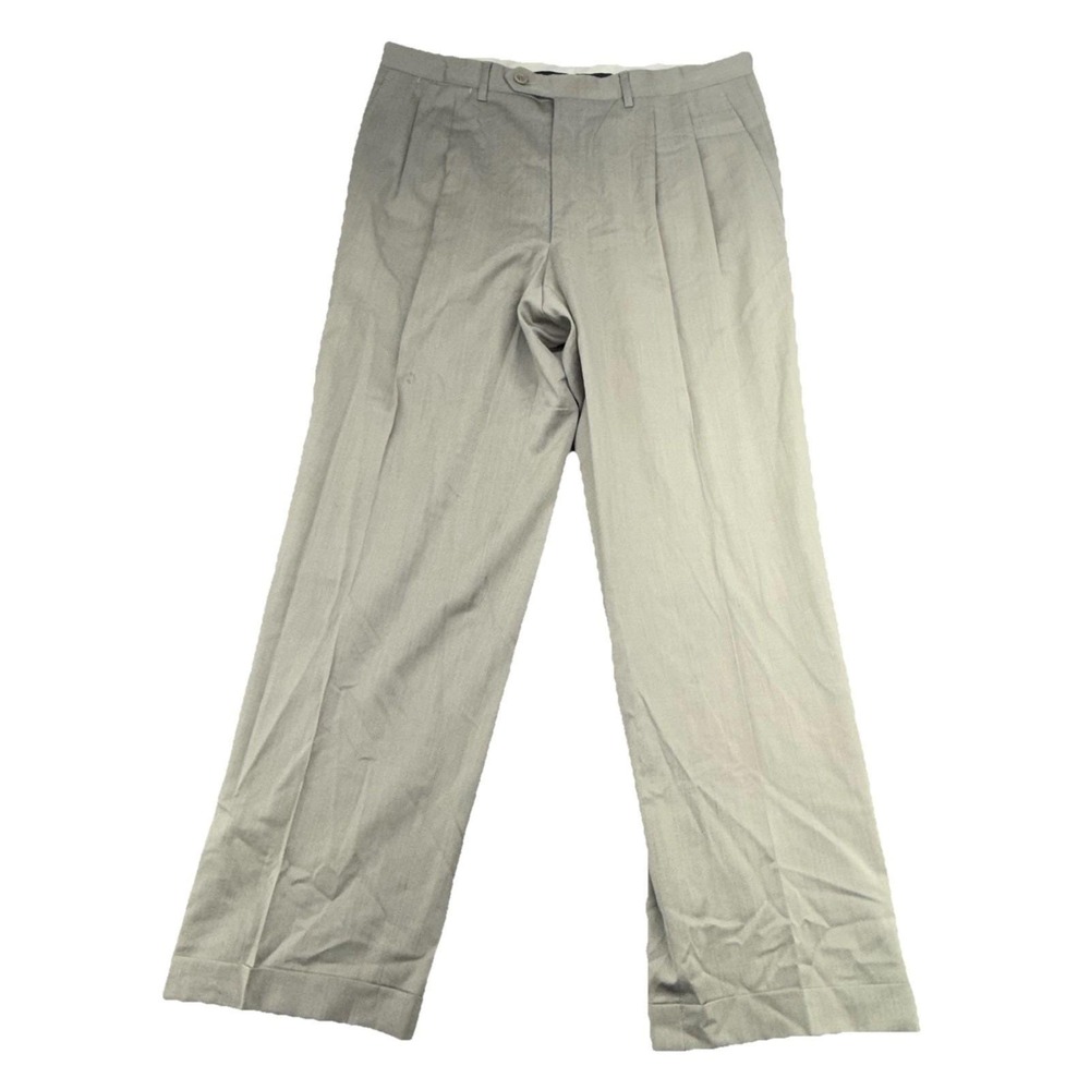 Canali Super 120s 100% Wool Dress Pants Beige Made In Italy Luxury Trouser 36x30